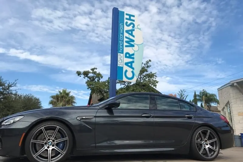 BMW sedan at SOAP Hand Car Wash